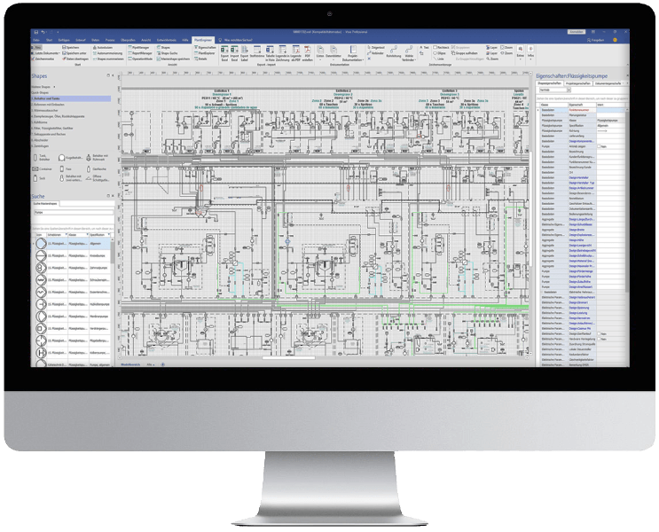 X-Visual P&ID Software PlantEngineer User Interface Screen Complete