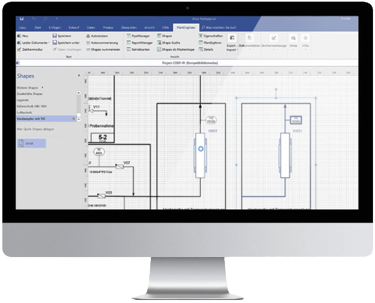 X-Visual P&ID Software PlantEngineer User Interface Screen Shapes